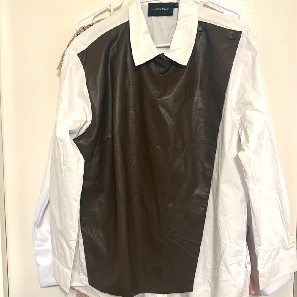 Calvin Tran mixed media long top Lg